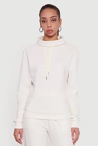 Drawstring Funnel Neck Pullover Sweatshirt