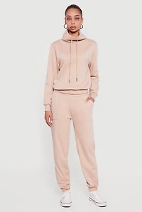 Womens Drawstring Funnel Neck Pullover Sweatshirt,