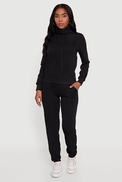 Womens Drawstring Waist Slim Leg Sweatpants, Black, Size L