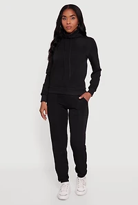 Womens Drawstring Waist Slim Leg Sweatpants, Black, Size L