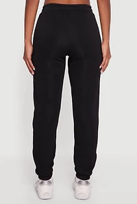 Womens Drawstring Waist Slim Leg Sweatpants, Black, Size L