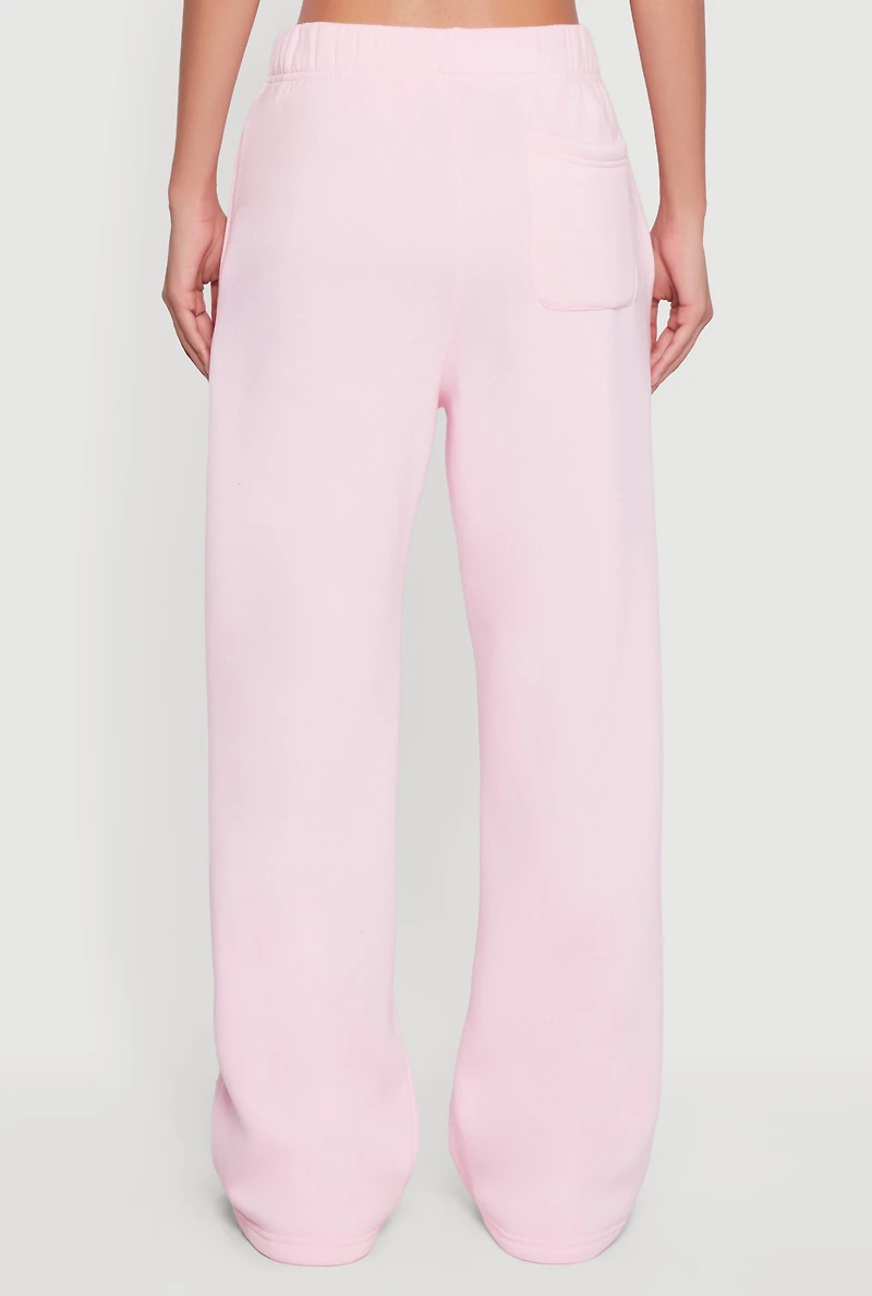 Womens Cherry Graphic Straight Leg Sweatpants, Pink, Size L