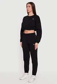 Fleece Lined NYC Graphic Cropped Sweatshirt