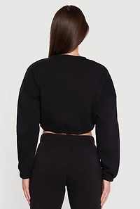 Fleece Lined NYC Graphic Cropped Sweatshirt