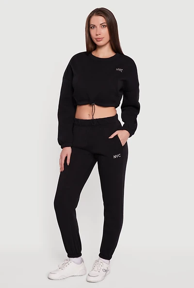 Womens Metallic NYC Graphic Sweatpants,