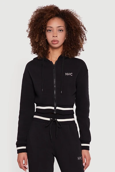 Womens NYC Graphic Fleece Lined Hooded Sweatshirt,