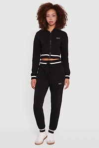 Womens NYC Graphic Fleece Lined Hooded Sweatshirt,