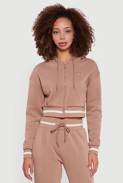 Womens NYC Graphic Fleece Lined Hooded Sweatshirt,