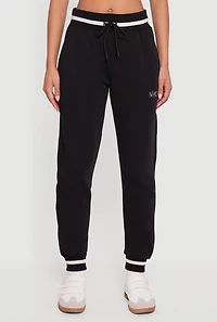 Womens Contrast Trim High Waisted NYC Graphic Joggers,