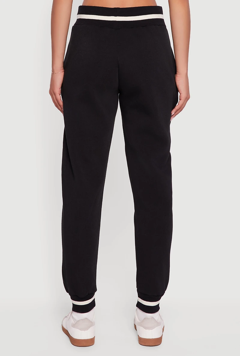Womens Contrast Trim High Waisted NYC Graphic Joggers,