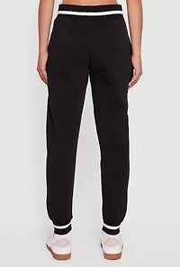 Womens Contrast Trim High Waisted NYC Graphic Joggers,