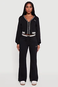 NYC V-Neck Zip Front Cropped Sweatshirt