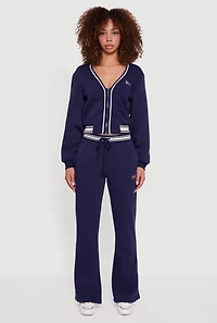 NYC V-Neck Zip Front Cropped Sweatshirt