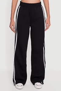 Womens Side Stripe Wide Leg Sweatpants,
