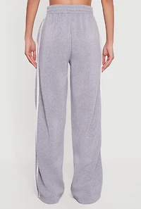 Womens Side Stripe Wide Leg Sweatpants, Grey, Size S