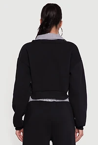 New York Embroidered Cropped Layered Look Sweatshirt