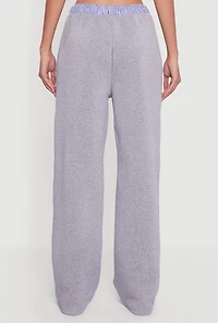 High Waisted Fleece Pants with Striped Waistband