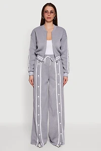 Mandarin Collar Varsity Stripe Zip Front Sweatshirt