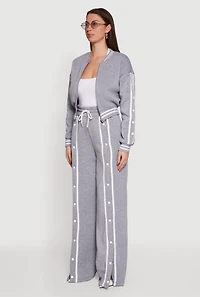 Mandarin Collar Varsity Stripe Zip Front Sweatshirt