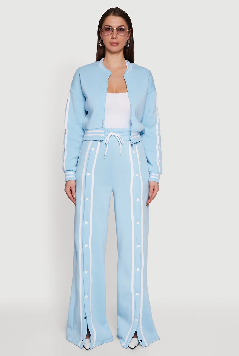 High Waisted Wide Leg Varsity Stripe Sweatpants