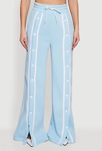 Womens High Waisted Wide Leg Varsity Stripe Sweatpants,