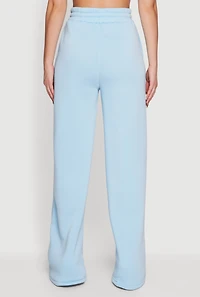 Womens High Waisted Wide Leg Varsity Stripe Sweatpants,