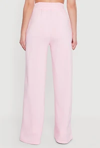 Womens High Waisted Wide Leg Varsity Stripe Sweatpants, Pink, Size S