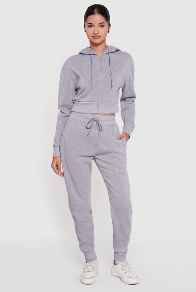 High Waisted Rhinestone Angel Graphic Joggers