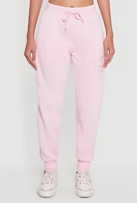 High Waisted Rhinestone Angel Graphic Joggers