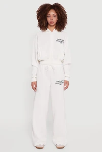 Womens Los Angeles Graphic Zip Front Hoodie, White, Size M