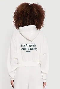 Womens Los Angeles Graphic Zip Front Hoodie, White, Size M