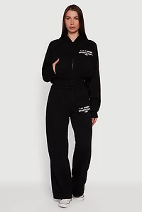 Womens Los Angeles Graphic Zip Front Hoodie, Black,