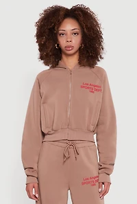 Womens Los Angeles Graphic Zip Front Hoodie,