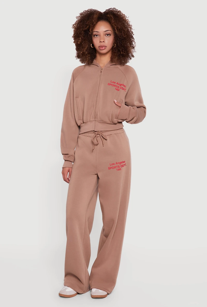 Womens Los Angeles Graphic Zip Front Hoodie,