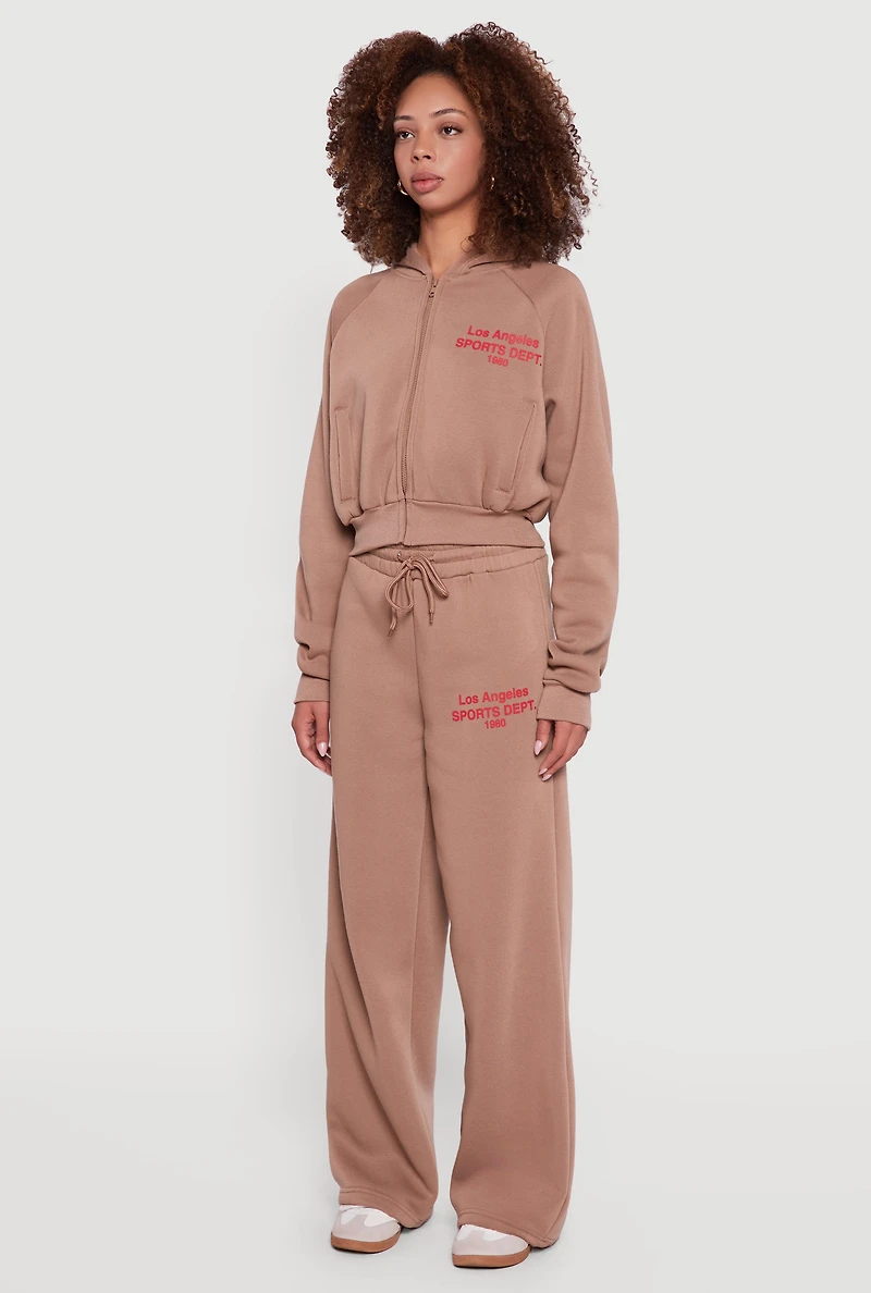 Womens Los Angeles Graphic Zip Front Hoodie,