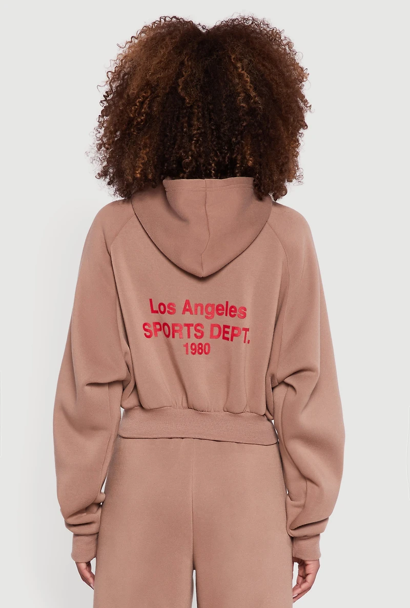 Womens Los Angeles Graphic Zip Front Hoodie,