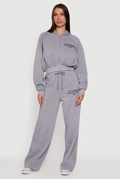 Los Angeles Graphic Drawstring Waist Wide Leg Sweatpants