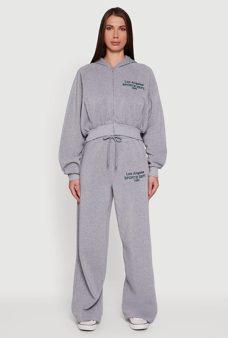 Los Angeles Graphic Drawstring Waist Wide Leg Sweatpants