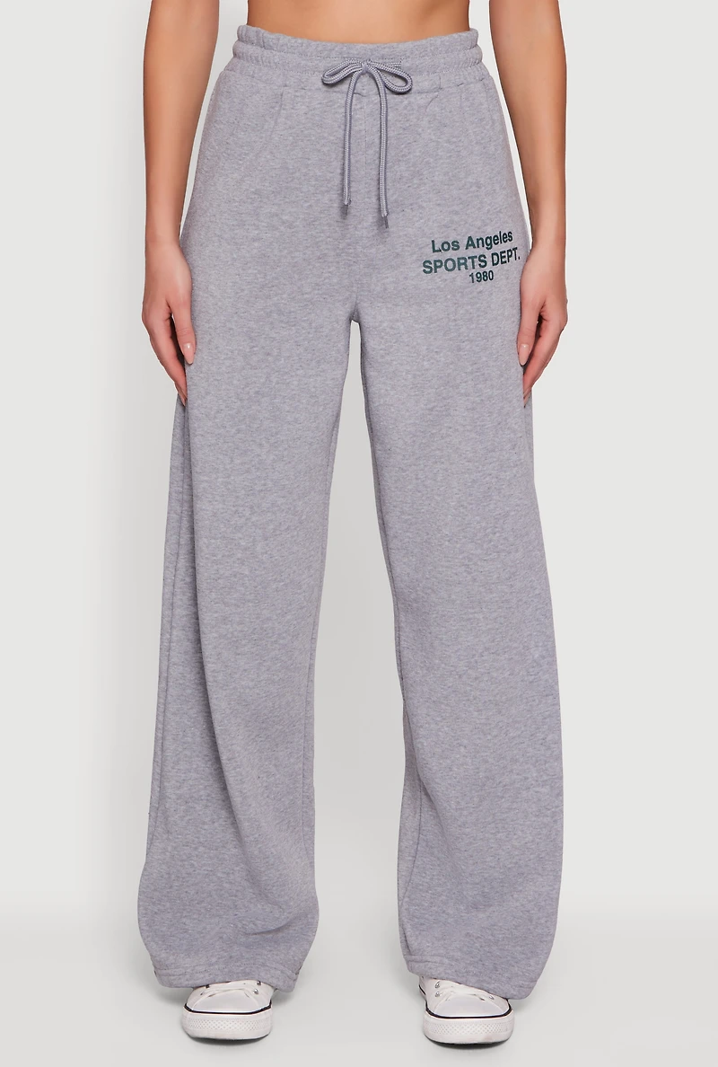 Los Angeles Graphic Drawstring Waist Wide Leg Sweatpants