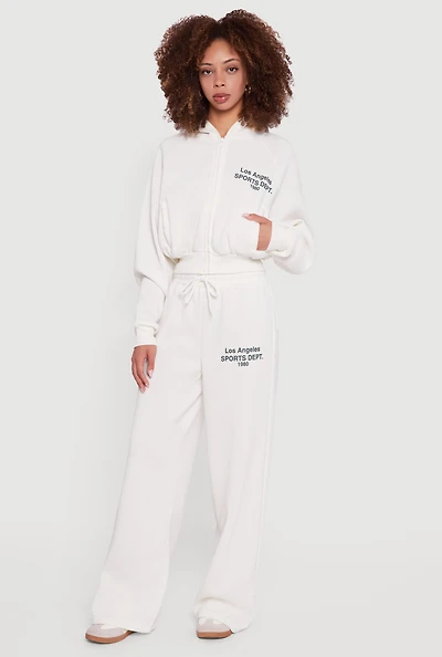 Los Angeles Graphic Drawstring Waist Wide Leg Sweatpants