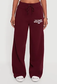 Womens Los Angeles Graphic Drawstring Waist Wide Leg Sweatpants,