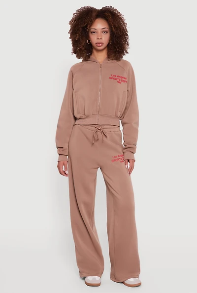 Womens Los Angeles Graphic Drawstring Waist Wide Leg Sweatpants,