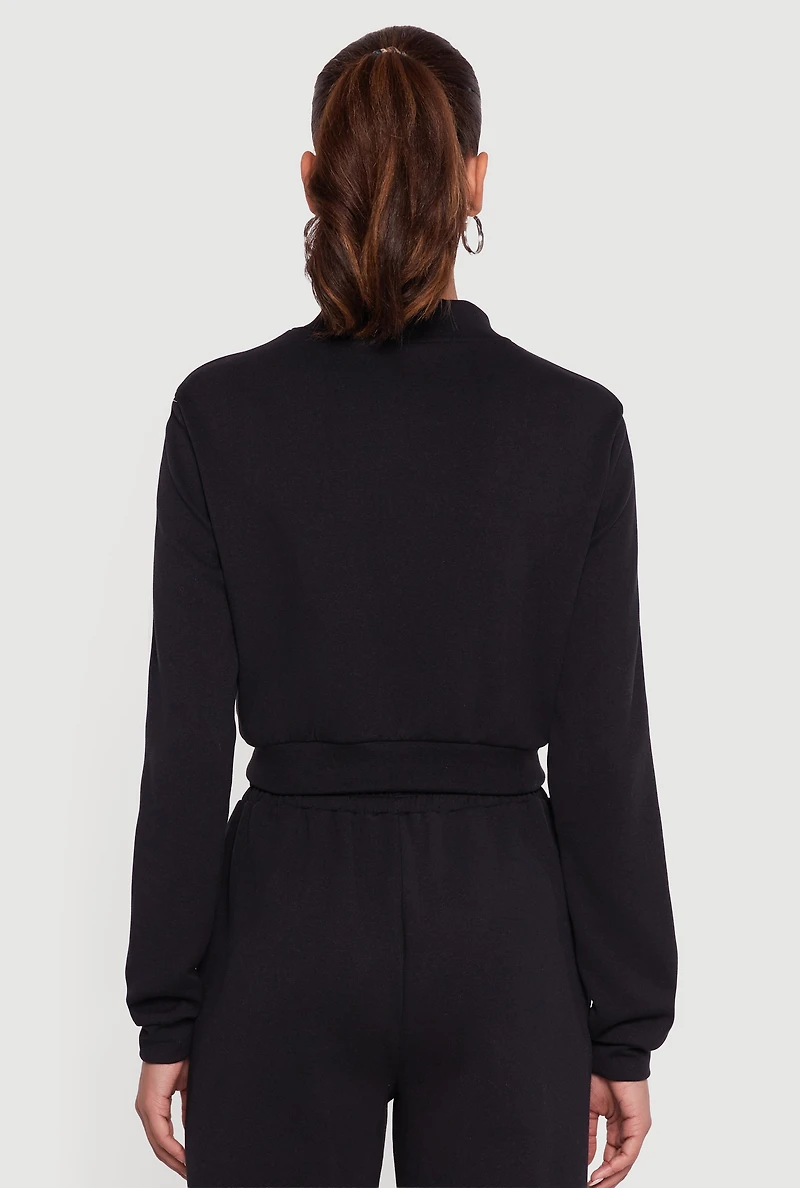 Side Stripe Cropped Zip Front Track Jacket