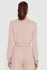 Womens Side Stripe Cropped Zip Front Track Jacket,