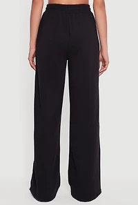 Womens Snap Button Side Stripe Drawstring Waist Track Pants,