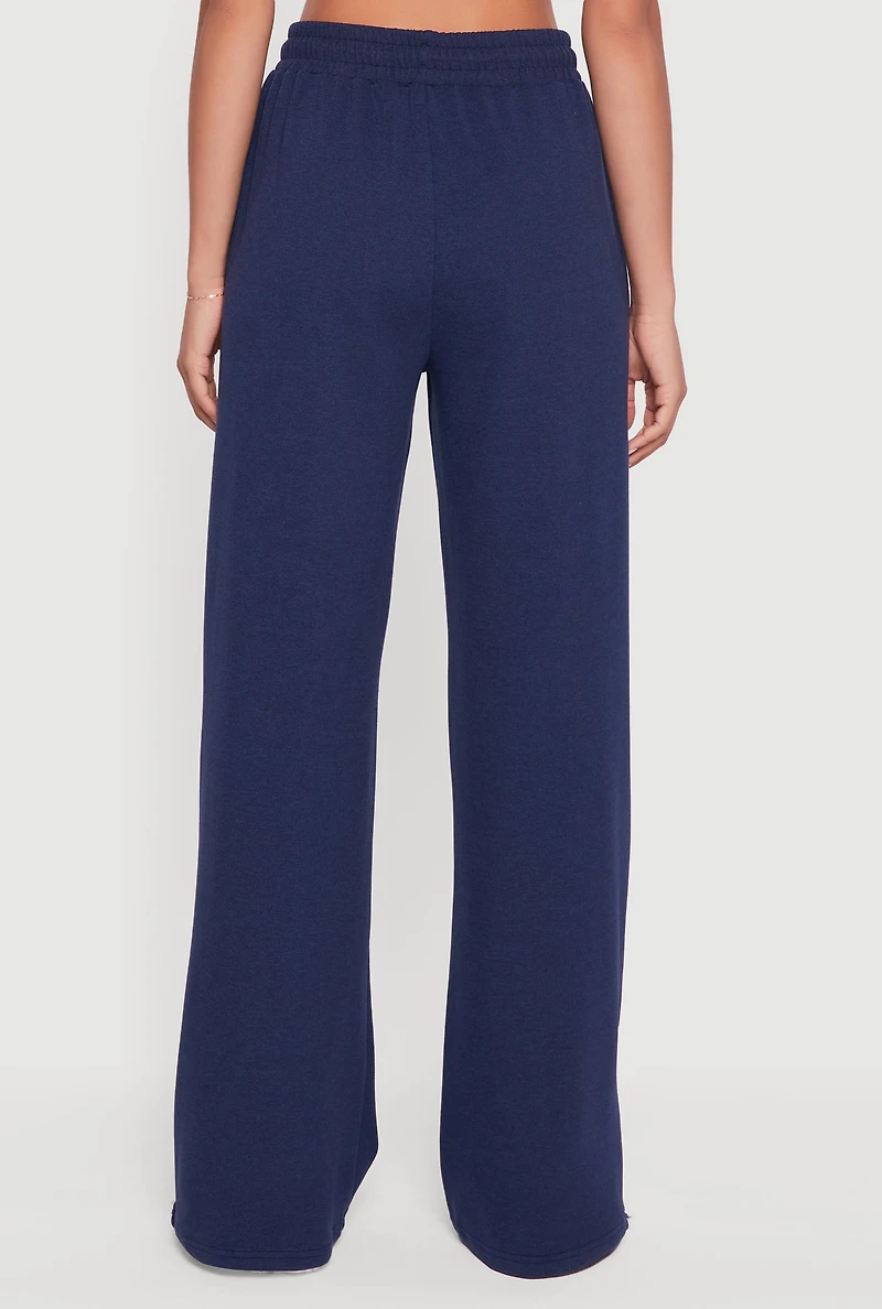 Womens Snap Button Side Stripe Drawstring Waist Track Pants,