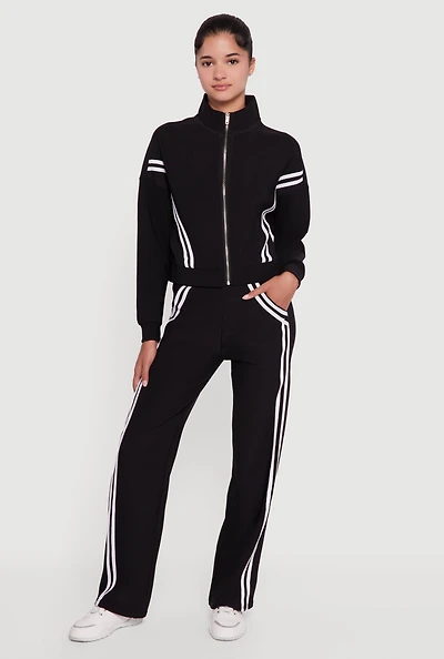 Womens Varsity Stripe Detail Pull On Track Pants,