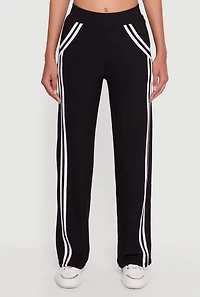 Womens Varsity Stripe Detail Pull On Track Pants, Black, Size S
