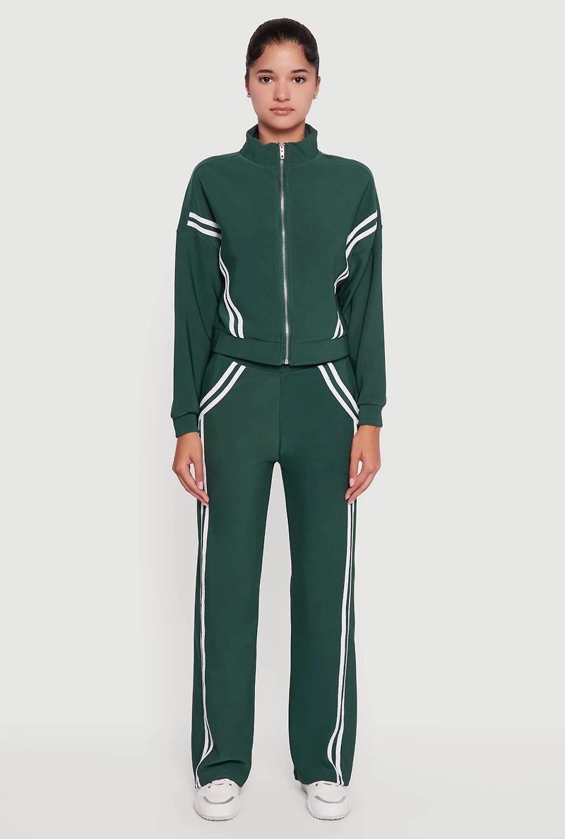 Womens Varsity Stripe Detail Pull On Track Pants, Green, Size S
