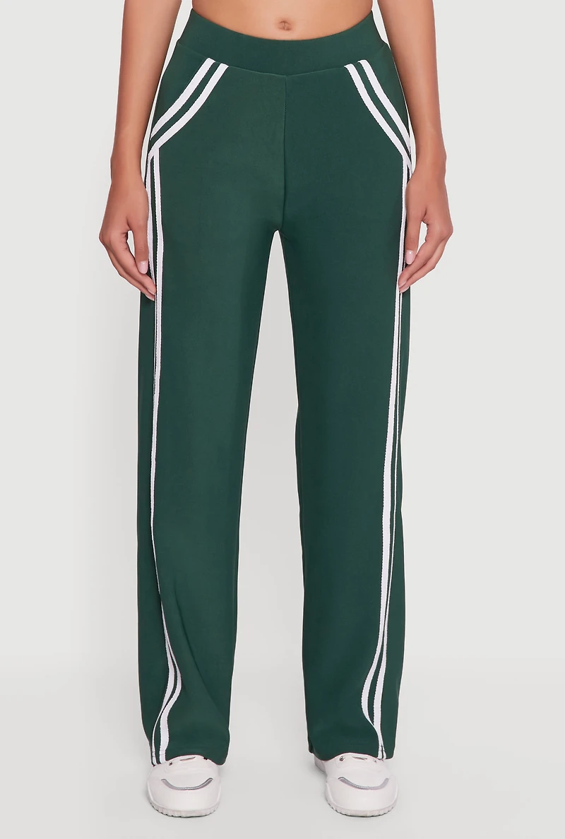 Womens Varsity Stripe Detail Pull On Track Pants, Green, Size S